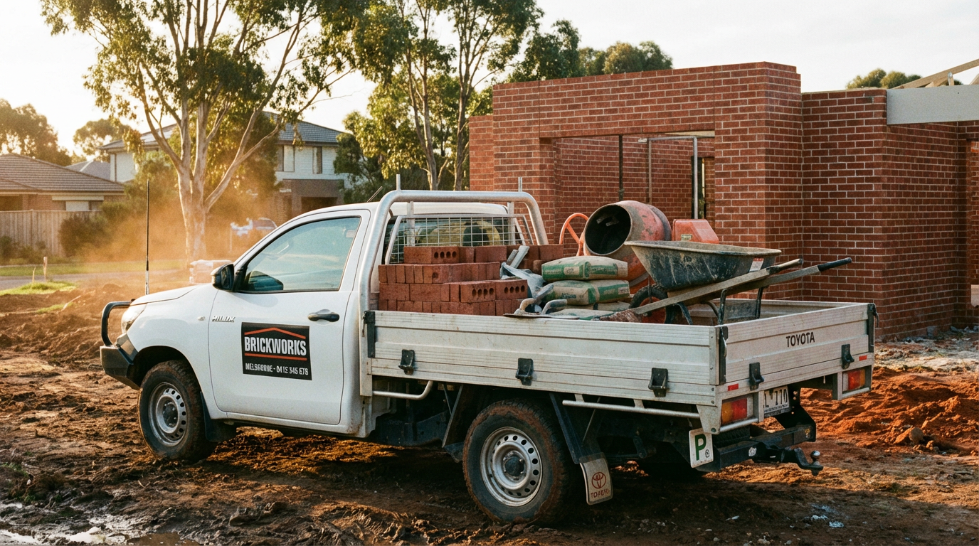 A bricklayer's ute on a Melbourne job site. Essential for the job, but not your most valuable asset