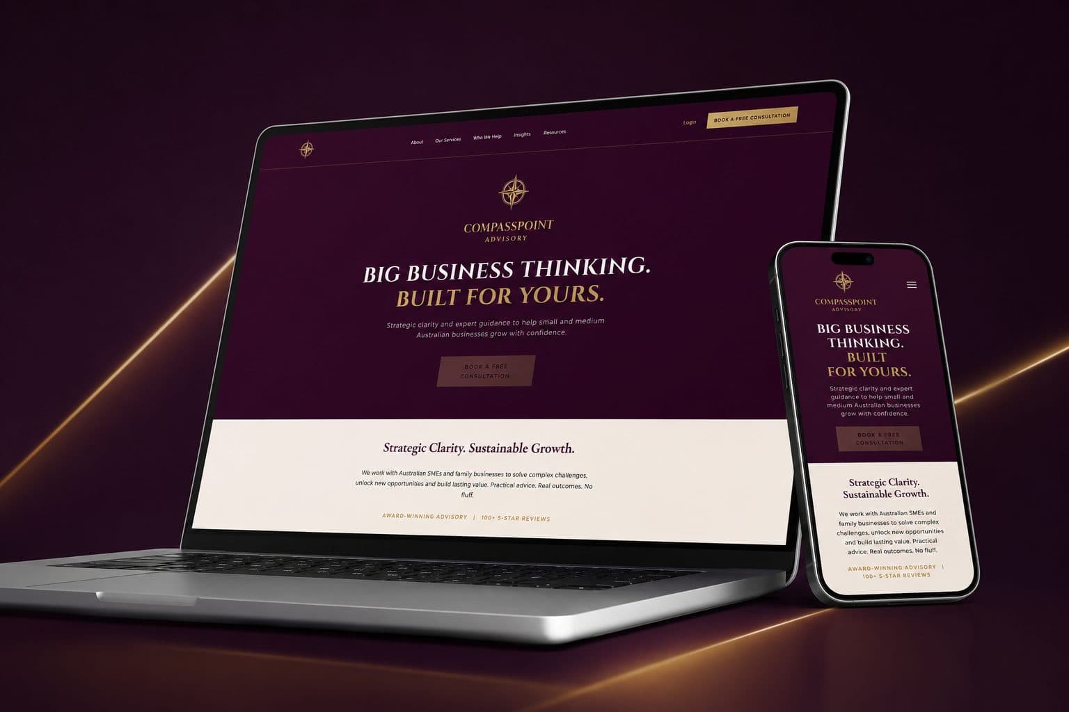 CompassPoint Advisory website shown on a laptop and mobile phone