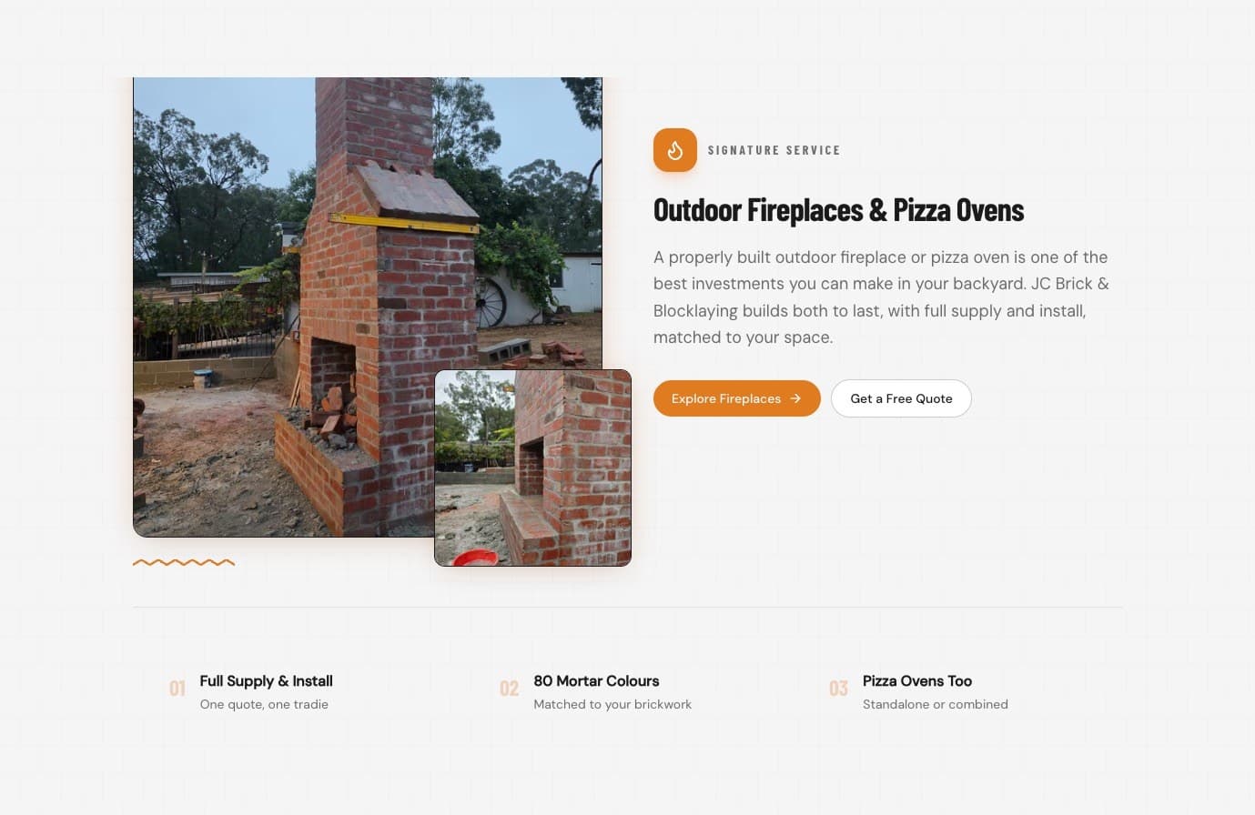 JC Brick and Blocklaying website service pages and suburb pages