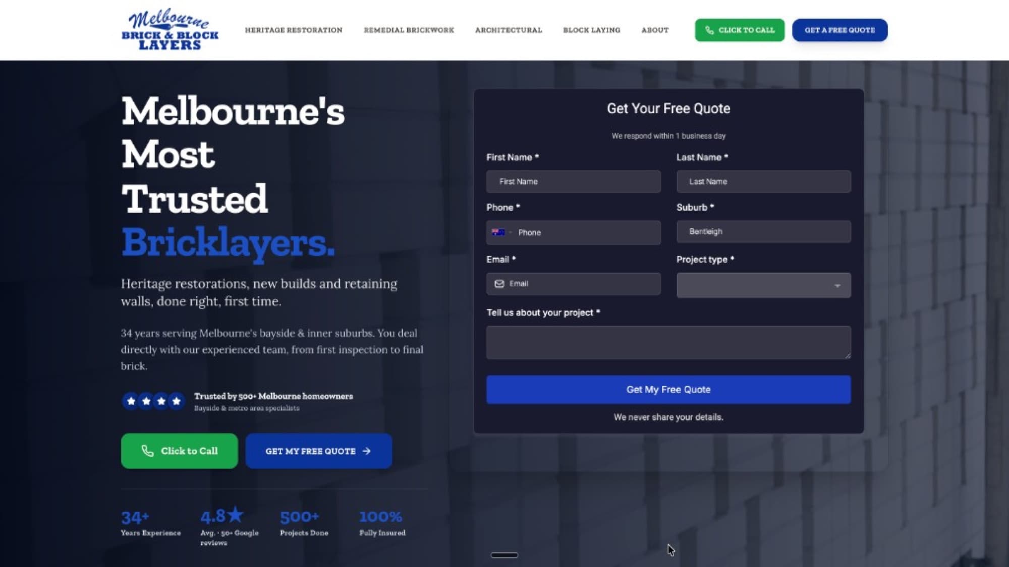 New Melbourne Brick and Block website at melbournebricknblock.com.au