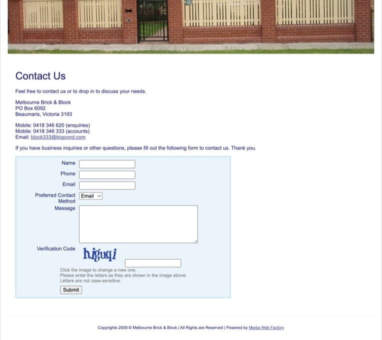 Old blocknbrick.com.au Contact